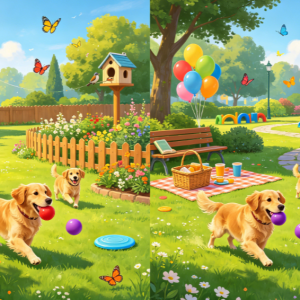 Golden Retriever Garden Day